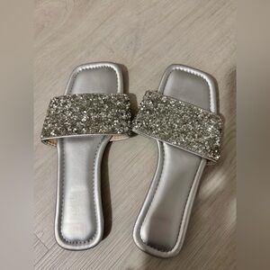 Silver sparkling sandal/ size 37, 6.5